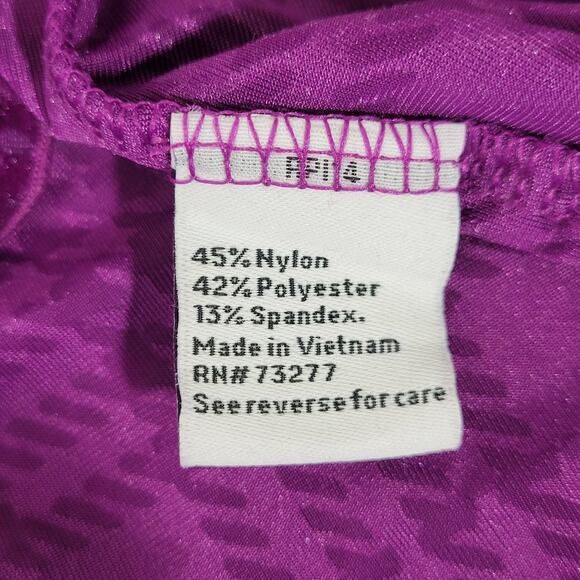 Nine West Purple‎ Plaid Velvet Lettuce Hem Short Sleeve Blouse Size Large - Picture 7 of 11